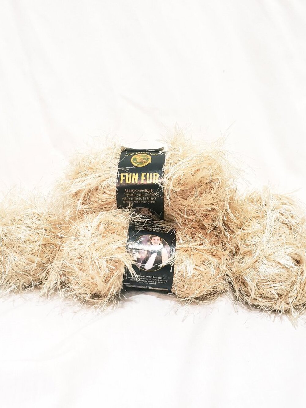 Champagne Eyelash Yarn 2 Skeins Fun Fur Lion Brand Yarn 2 smaller balls